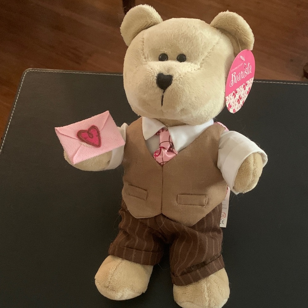 2007 Starbucks collectible Teddy Bear with Pink and Brown Outfit!